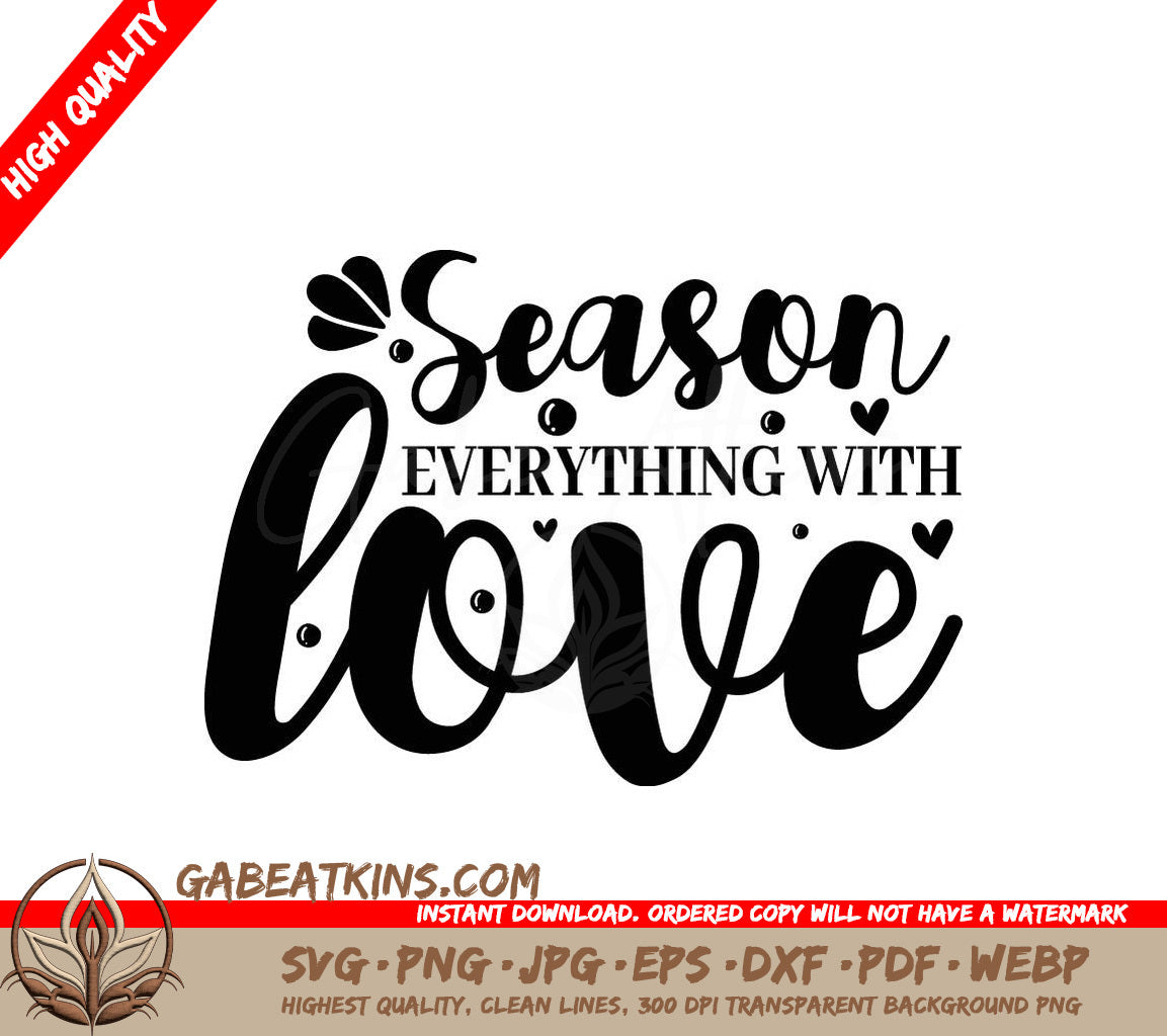 Season Everything With Love SVG - Kitchen Sign SVG