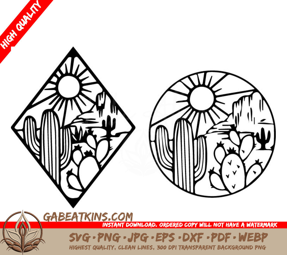 A Cactus In A Diamond And Circle . SVG - 2 Cactus SVG SVG