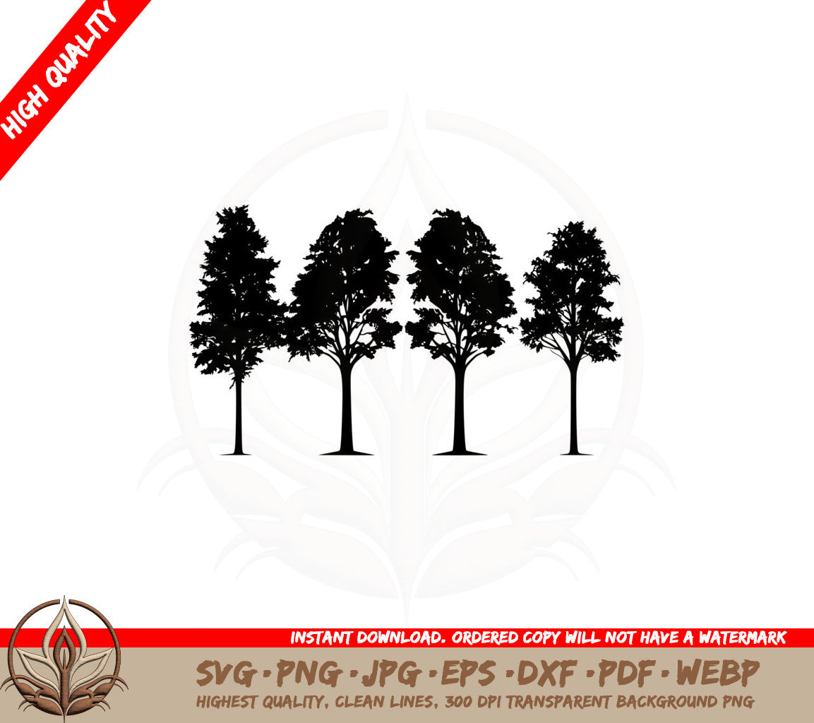 Leafy Trees SVG PNG JPG AI PDF DXF EPS and WebP - Digital Download