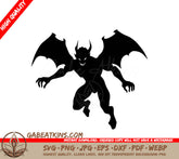 Demoness with Wings and Horns Silhouette SVG - White Background SVG