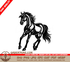 A Horse On A White Background SVG - A Horse Silhouette isolated on a white background SVG