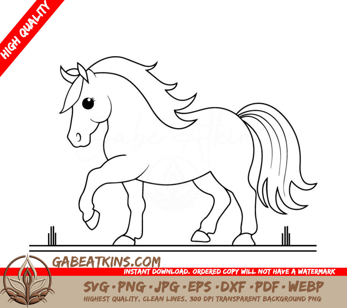 A Horse Standing On Its Hind Legs . SVG - A basic line drawing of a unicorn to color SVG