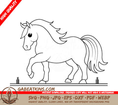 A Horse Standing On Its Hind Legs . SVG - A basic line drawing of a unicorn to color SVG