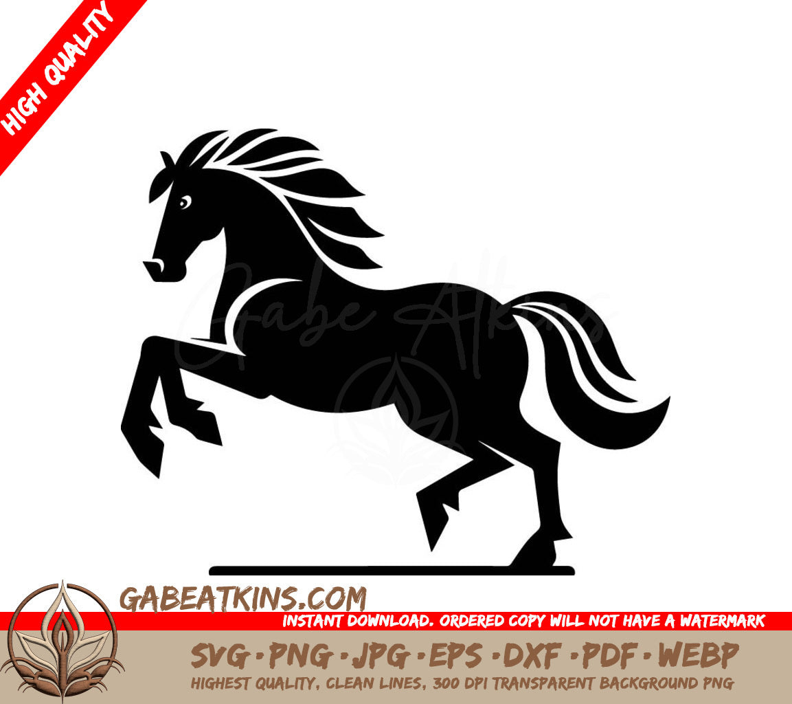 A Horse On Its Hind Legs SVG - A black and white shilloutte of a horse SVG