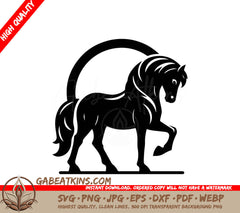 A Horse Standing On Its Hind Legs SVG - A black and white silhouette of a horse SVG