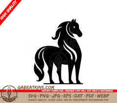 A Horse On A White Background SVG - A black silhouette horse and white background SVG