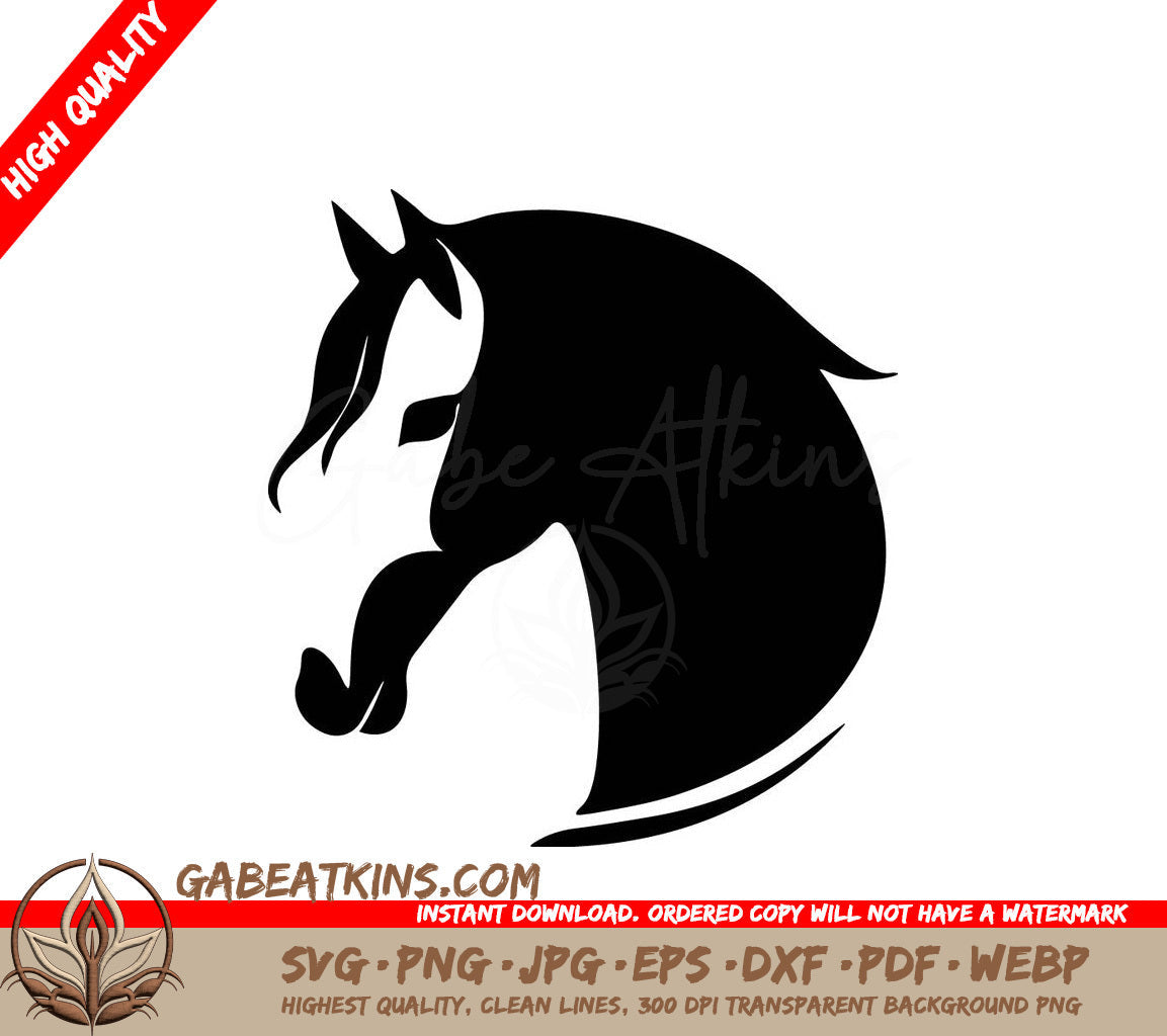 A Horses Head SVG - A horse symbol that is basic and has very few details using only black and white colors Vector Illustration SVG