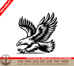 Eagle in Flight Linear Sketch SVG