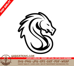 A Dragon On A White Background SVG - A logo with a cool picture of a dragon that is mainly black and white Vector Illustration SVG