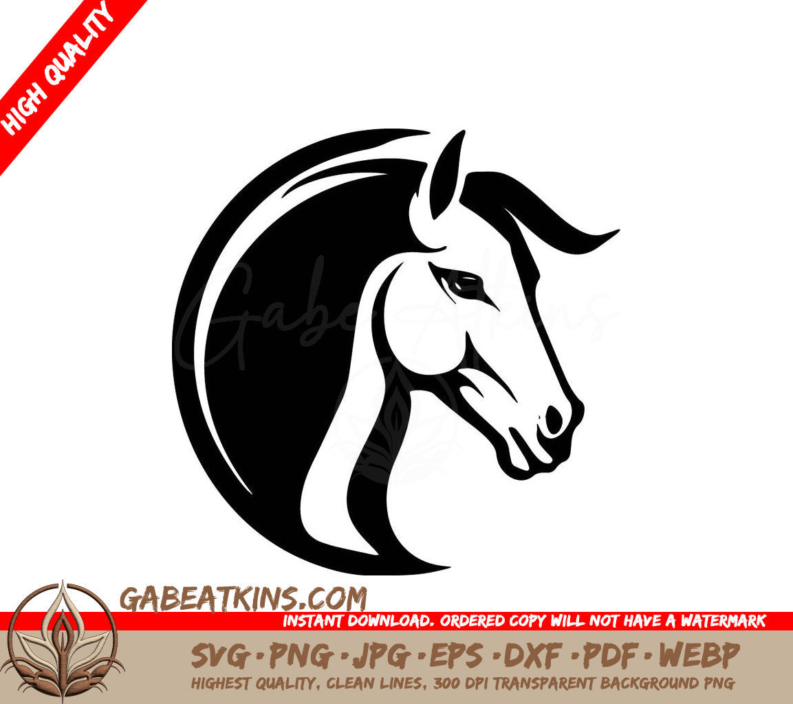 A Horses Head SVG - A simple drawing of a horse with few details made using only black and white colors Vector Illustration SVG