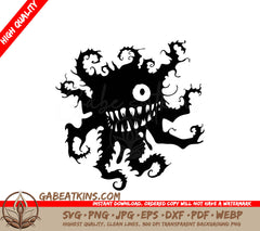 Monster with Sharp Teeth SVG - Abstract Design SVG