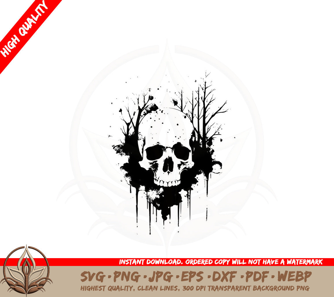 Abstract Forest Skull SVG