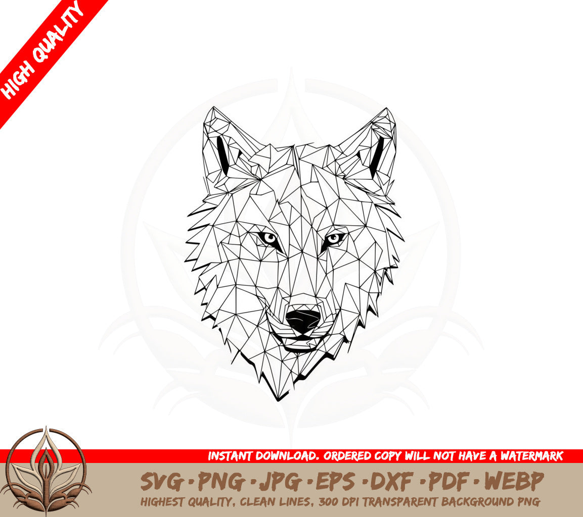 Abstract Geometric Wolf SVG PNG JPG AI PDF DXF EPS and WebP - Digital Download