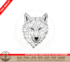 Abstract Geometric Wolf SVG PNG JPG AI PDF DXF EPS and WebP - Digital Download
