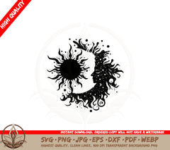 Abstract Sun Moon SVG PNG JPG AI PDF DXF EPS and WebP - Digital Download