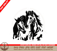 Abstract Vintage Horses SVG PNG JPG AI PDF DXF EPS WebP