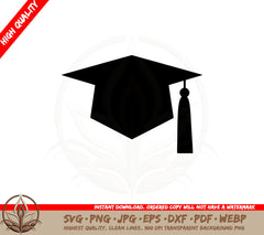 Academic Graduation Cap SVG PNG JPG AI PDF DXF EPS and WebP Digital Cut File