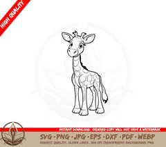 Adorable Baby Giraffe SVG PNG JPG AI PDF DXF EPS  WebP - Digital Download