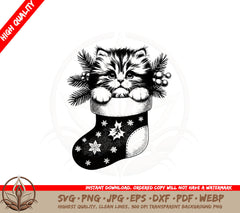 Adorable Christmas Kitten SVG - Digital Download