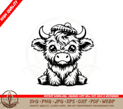 Adorable Cow in Cap Cut File SVG