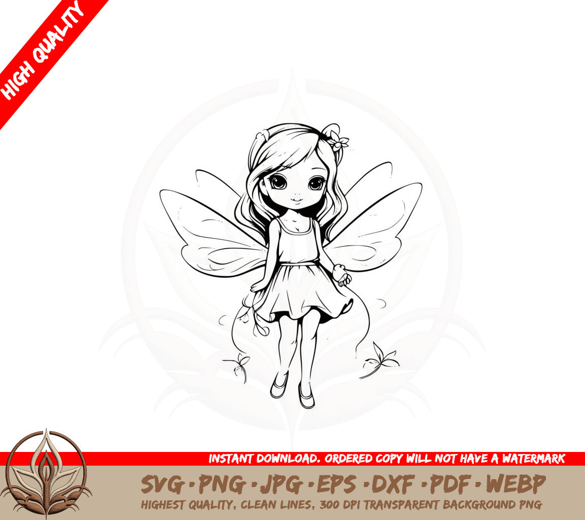 Adorable Fairy with Wings SVG PNG JPG AI PDF DXF EPS and WebP Digital Download