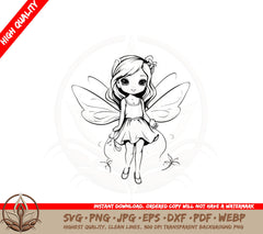 Adorable Fairy with Wings SVG PNG JPG AI PDF DXF EPS and WebP Digital Download
