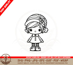 Adorable Girl Elf Cut File SVG