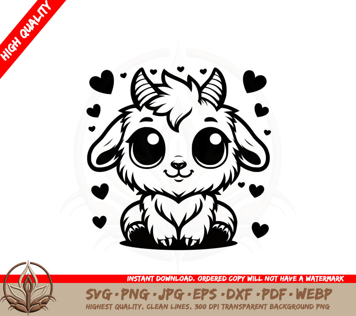 Adorable Goat Love SVG Cut File Design Download