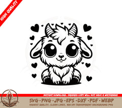 Adorable Goat Love SVG Cut File Design Download