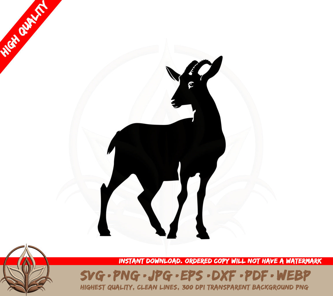 Adorable Goat Silhouette SVG PNG JPG AI PDF DXF EPS and WebP - Digital Download