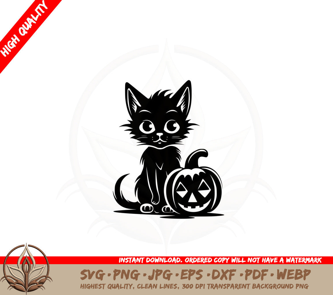 Adorable Halloween Kitty SVG PNG JPG AI PDF DXF EPS and WebP Digital Cut File