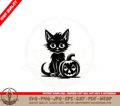 Adorable Halloween Kitty SVG PNG JPG AI PDF DXF EPS and WebP Digital Cut File