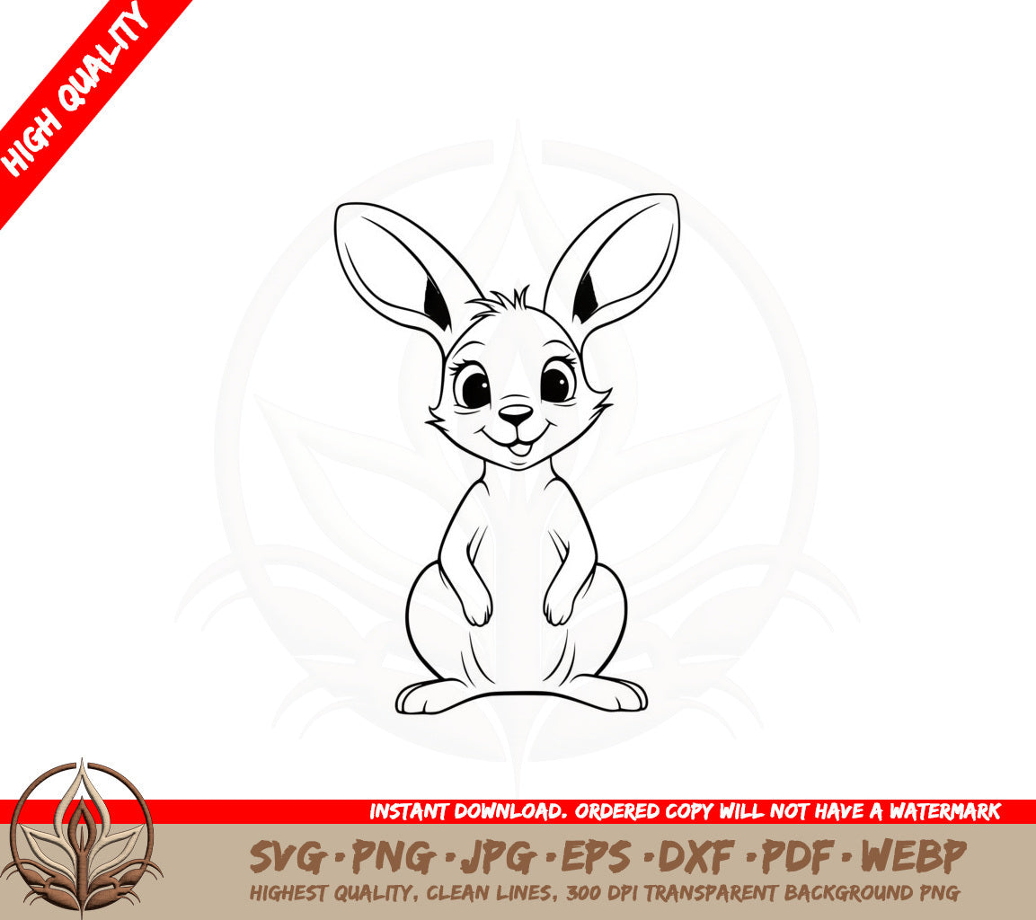 Adorable Kangaroo SVG PNG JPG AI PDF DXF EPS and WebP - Digital Download