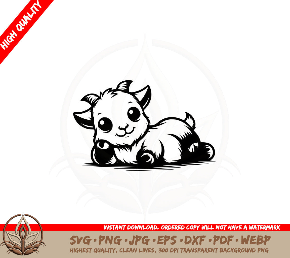 Adorable Kid Goat SVG PNG JPG AI PDF DXF EPS and WebP - Digital Download