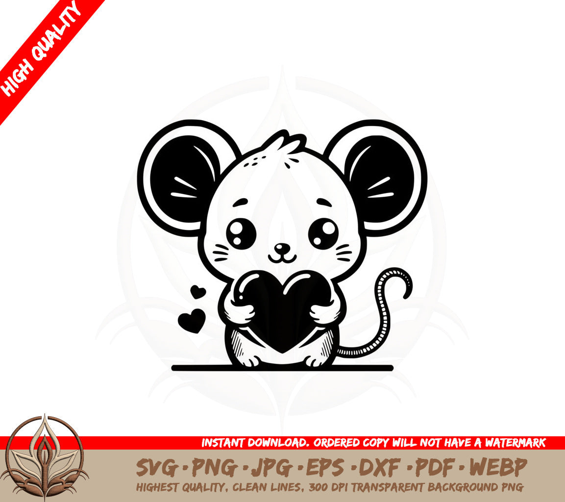 Adorable Mouse Love SVG Cut File Download