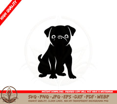 Adorable Pug Pup SVG PNG JPG AI PDF DXF EPS and WebP - Digital Download