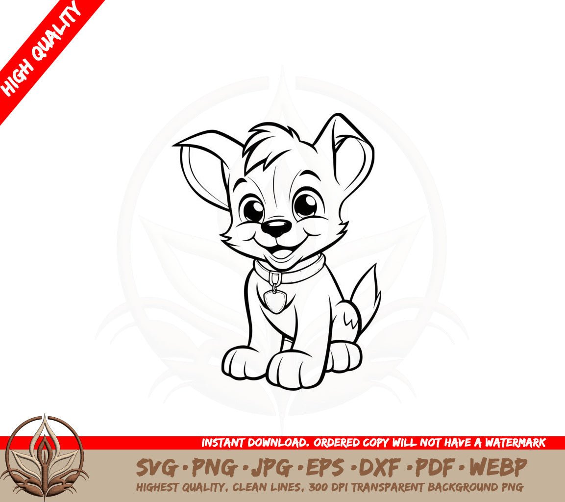 Adorable Puppy with Collar SVG PNG JPG AI PDF DXF EPS and WebP Digital Download