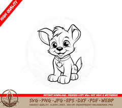 Adorable Puppy with Collar SVG PNG JPG AI PDF DXF EPS and WebP Digital Download