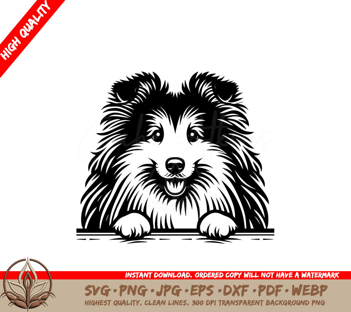 Adorable Sheltie Peeking SVG