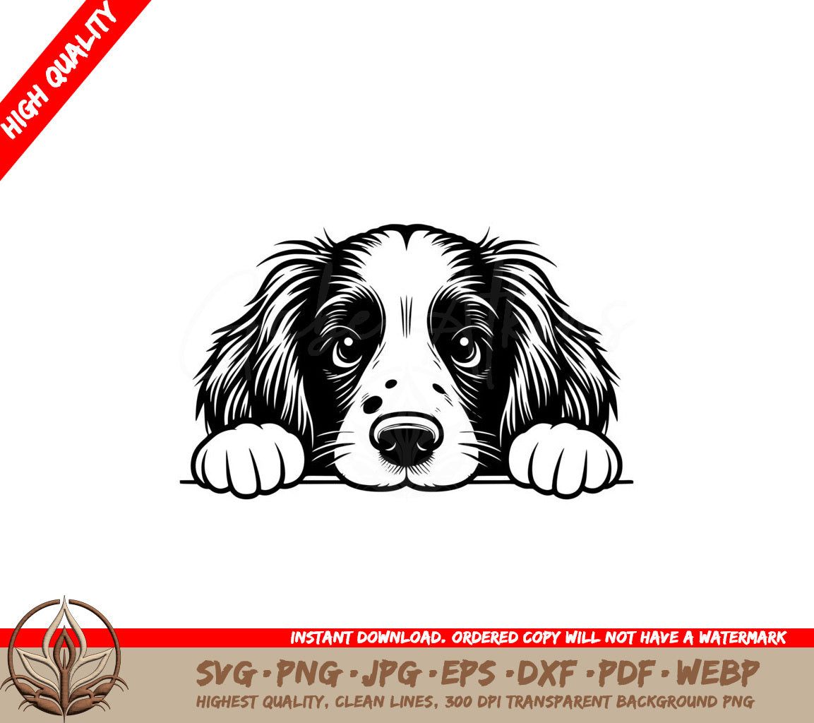 Adorable Springer Spaniel Peeking SVG