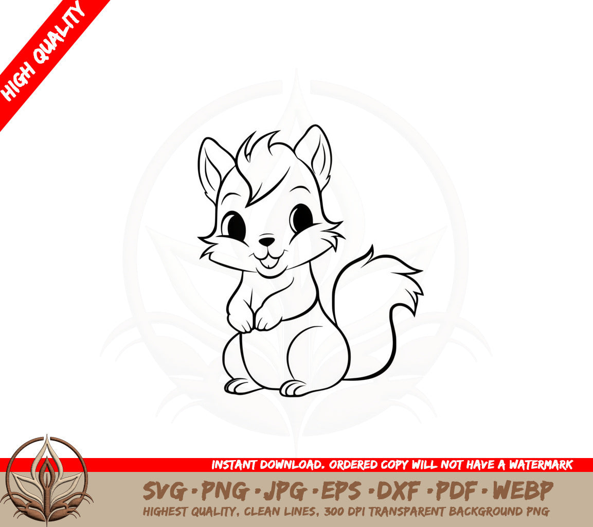 Adorable Squirrel SVG PNG JPG AI PDF DXF EPS and WebP - Digital Download