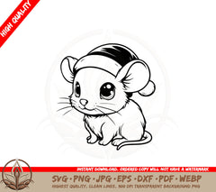Adorable Xmas Mouse SVG PNG JPG AI PDF DXF EPS WebP Digital Download