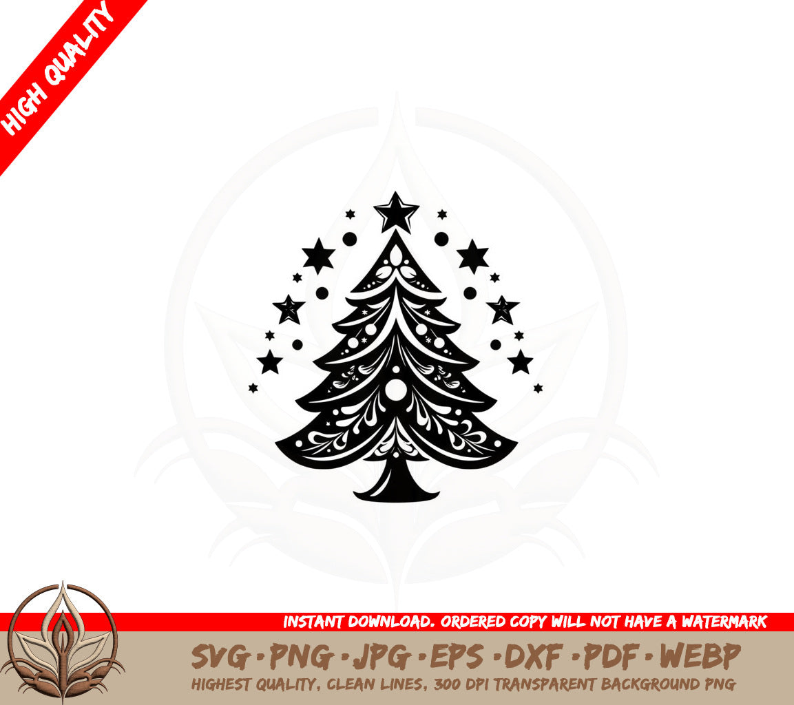Adorned Christmas Tree SVG Cut File Christmas Tree SVG Holiday SVG