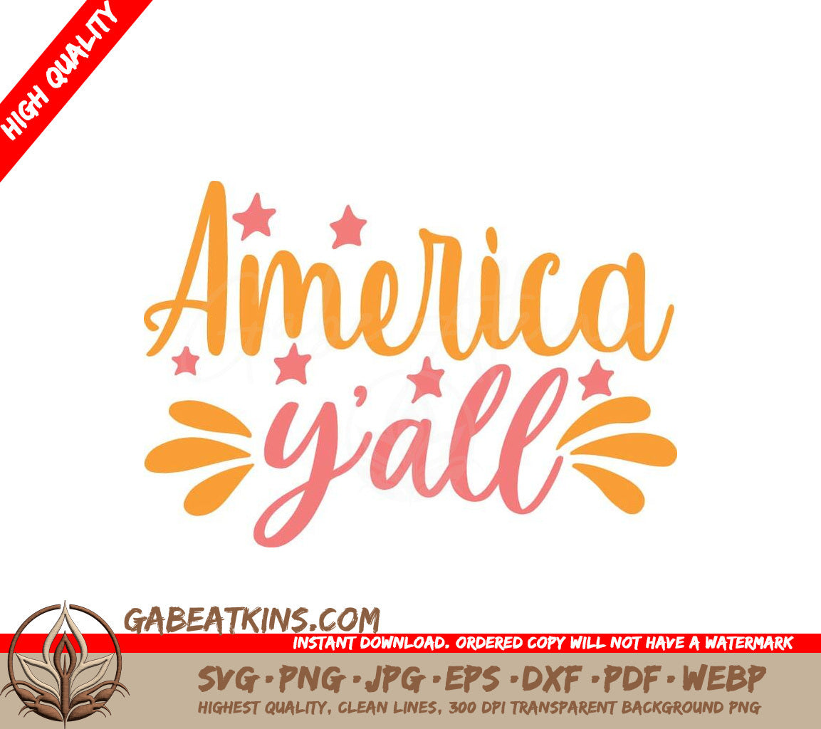 America Yall SVG with Stars - Patriotic Design for Cricut & Silhouette SVG