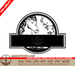 A Horse And A Deer SVG - African prairie animal black silhouette logo design the horse SVG