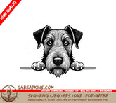 Airedale Terrier Looking Over Wall -  Dog SVG SVG