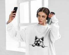 Husky Dog Peeking Over Table SVG - Akita Paws SVG