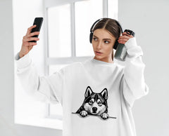 Husky Dog Peeking Over Wall SVG - Alaskan Malamute SVG