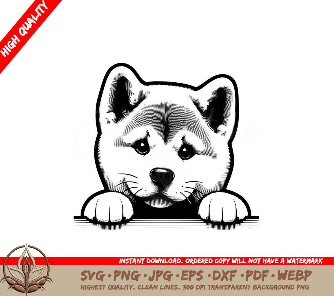 Alert Akita Inu SVG, PNG, JPG, AI, PDF, DXF, EPS and WebP - Digital Download