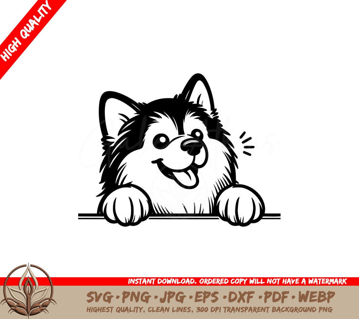 Alert Alaskan Malamute Pup SVG
